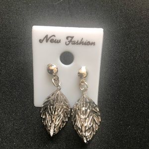 3D silver leaf earrings